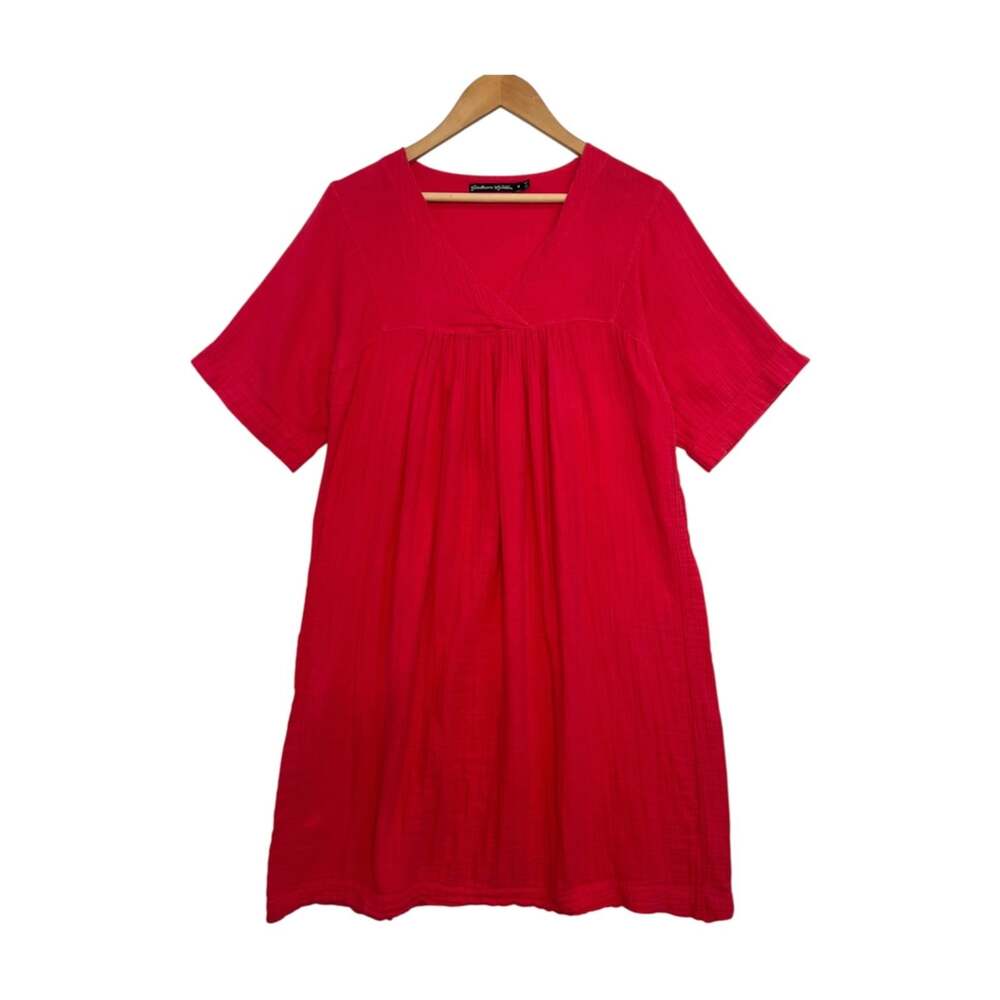 Gudrun Sjoden Dress Womens Medium Pink Organic Cotton Gauze Boho Beach Lagenlook